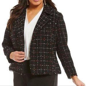 Vince Camuto Tweed Windowpane Raw Edge Blazer S